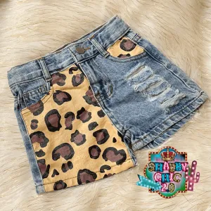Children's Denim and Leopard Shorts