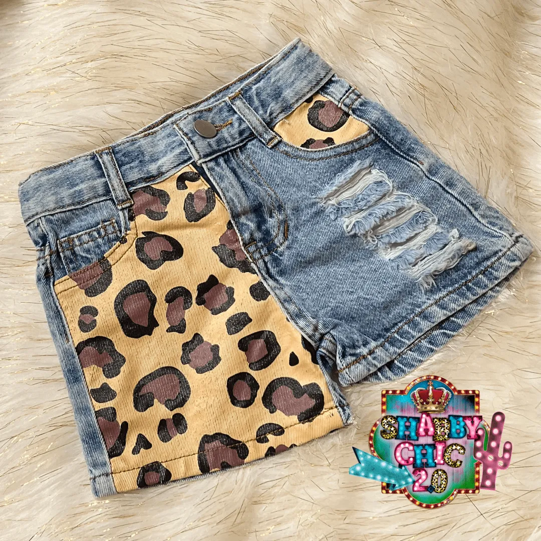 Children's Denim and Leopard Shorts