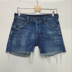 Citizens of Humanity Button Fly Cut Off Denim Shorts 26 Skyler Short Blue Ridge