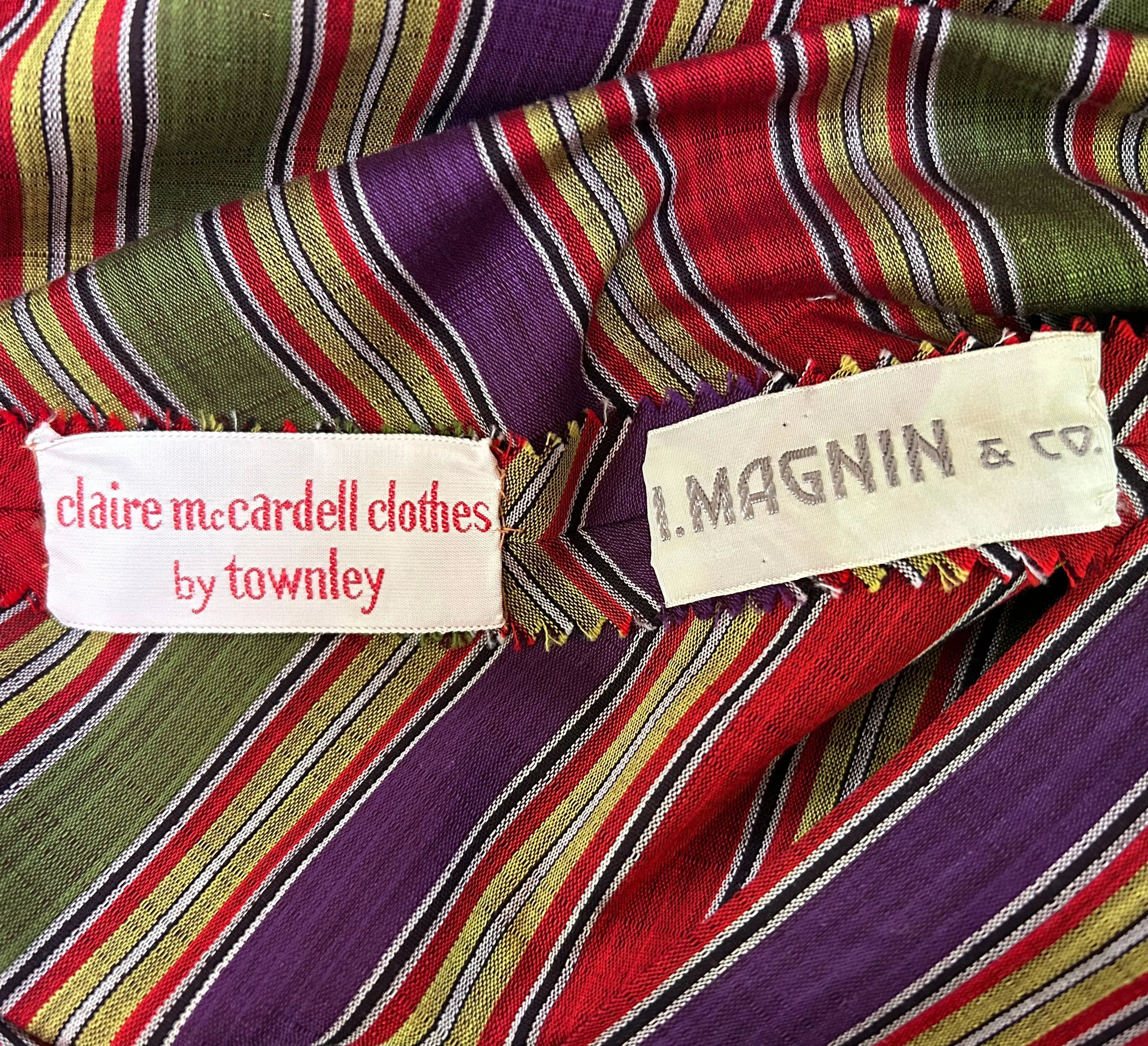 Claire McCardell 1940s Cotton Chevron Point Dress with Belt and Pockets