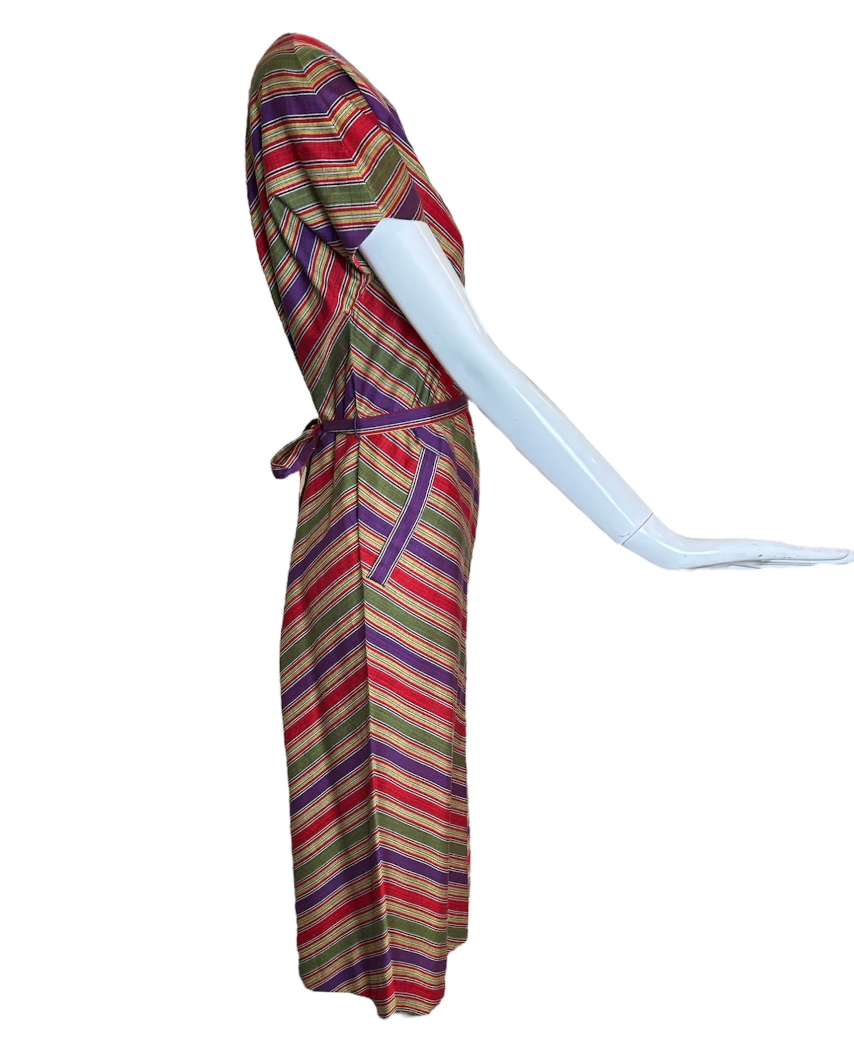 Claire McCardell 1940s Cotton Chevron Point Dress with Belt and Pockets