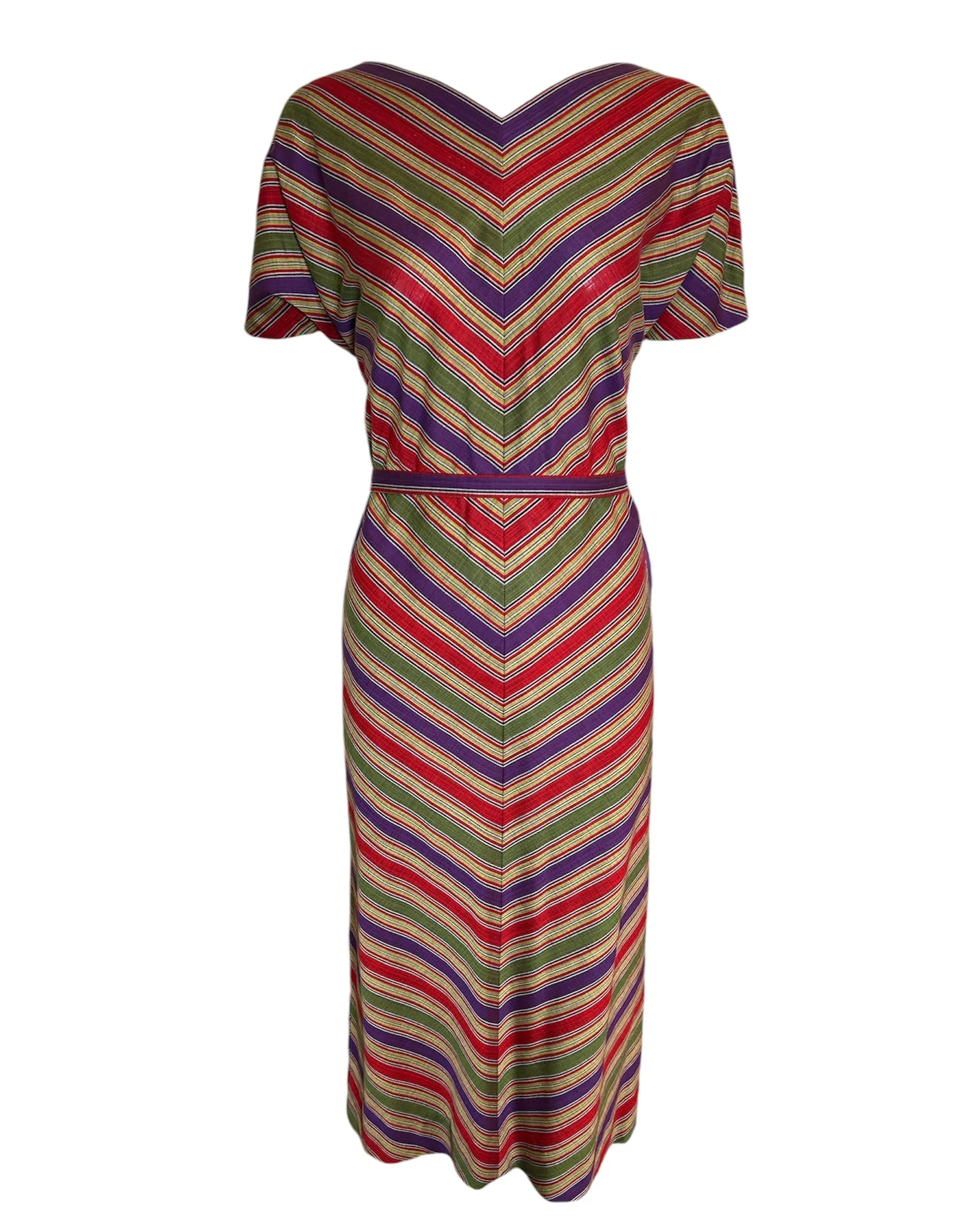 Claire McCardell 1940s Cotton Chevron Point Dress with Belt and Pockets