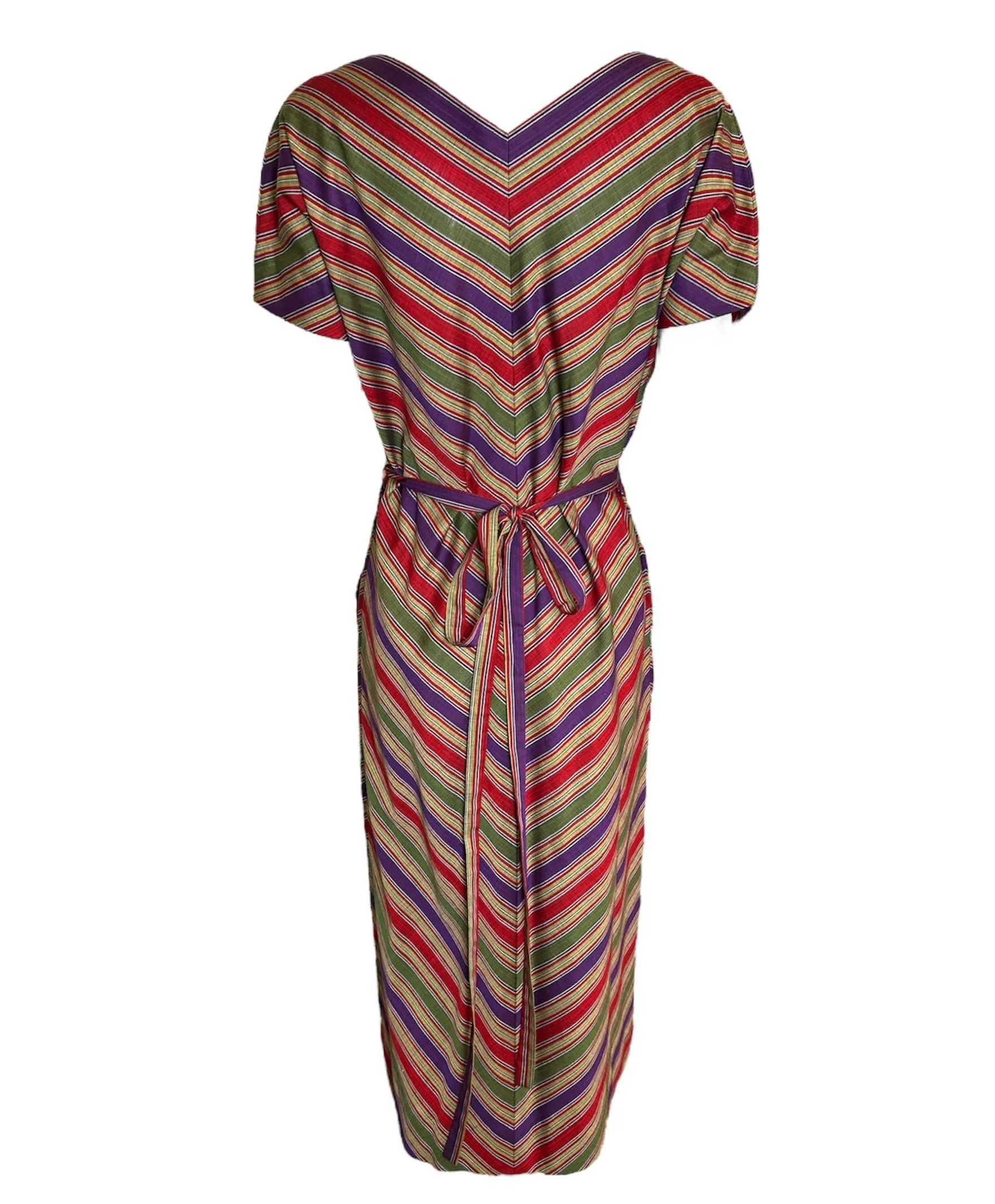 Claire McCardell 1940s Cotton Chevron Point Dress with Belt and Pockets