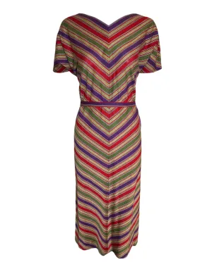 Claire McCardell 1940s Cotton Chevron Point Dress with Belt and Pockets