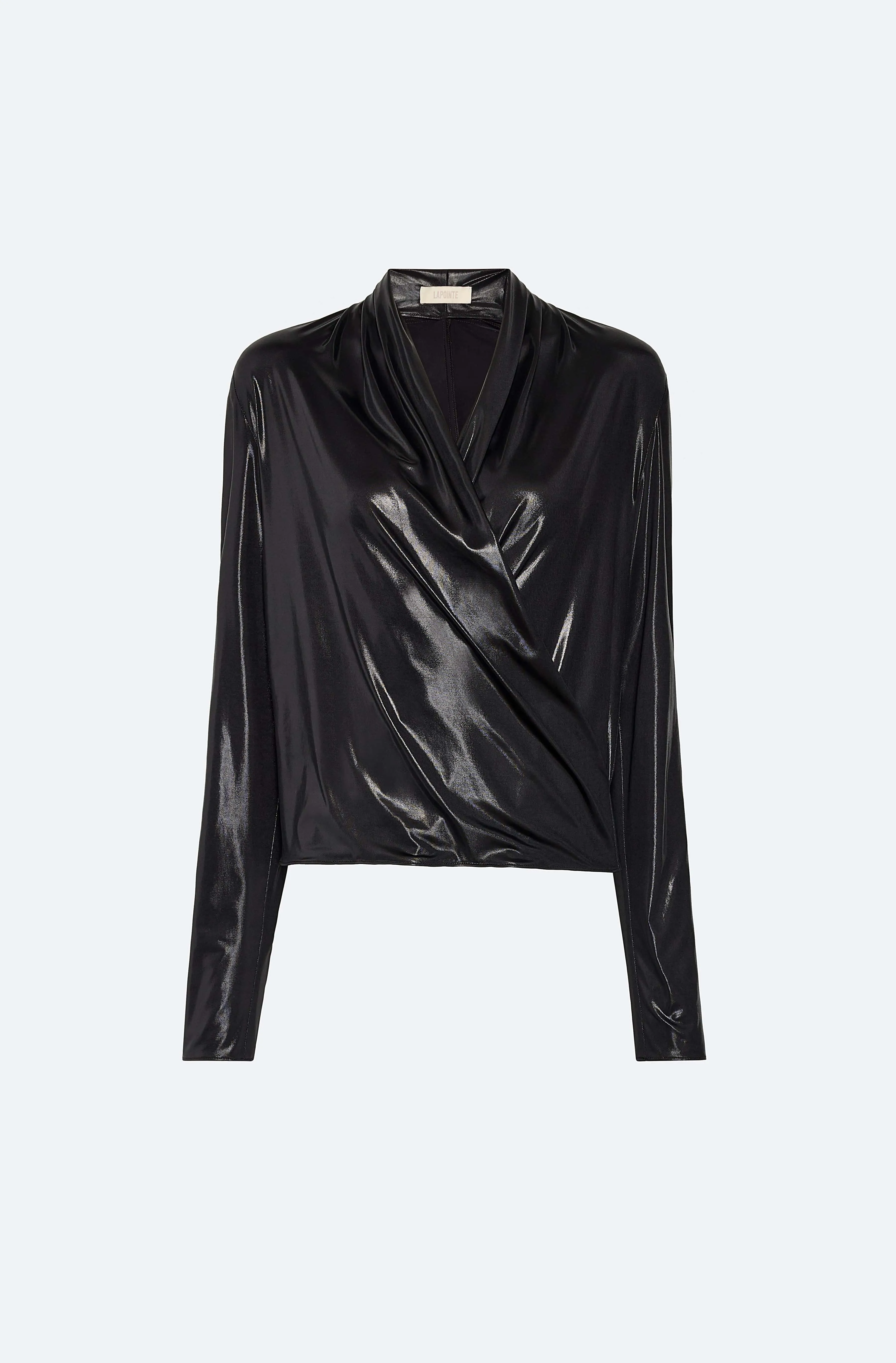 Coated Jersey Wrap Top