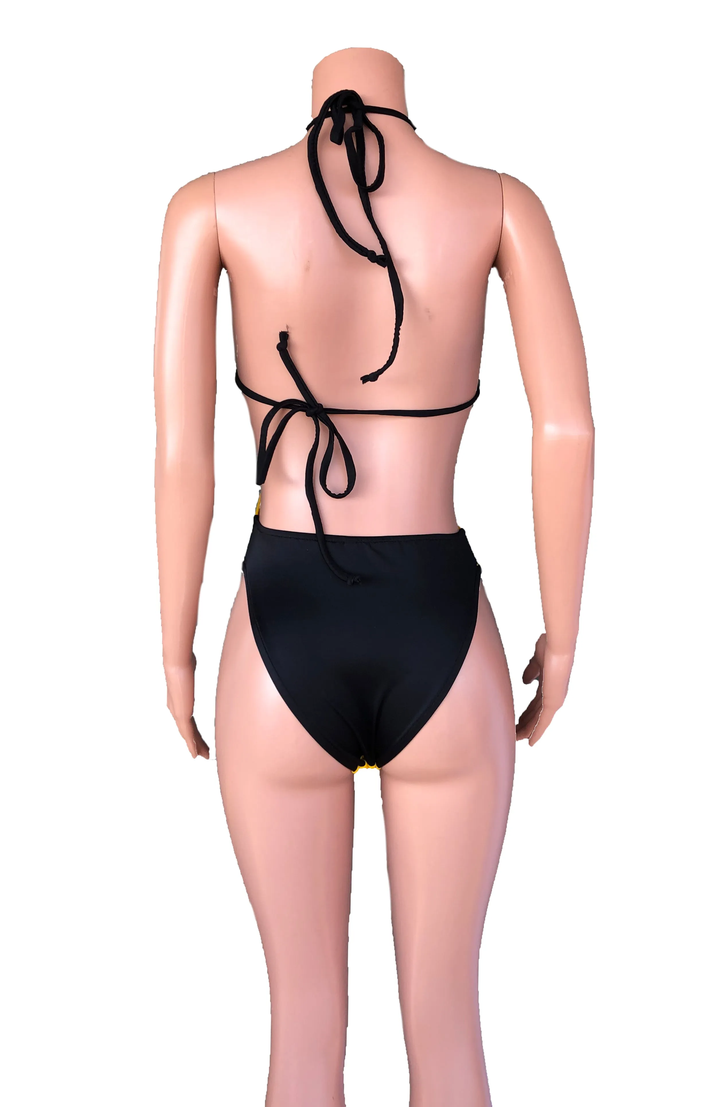 Colorblock high cut swimsuit