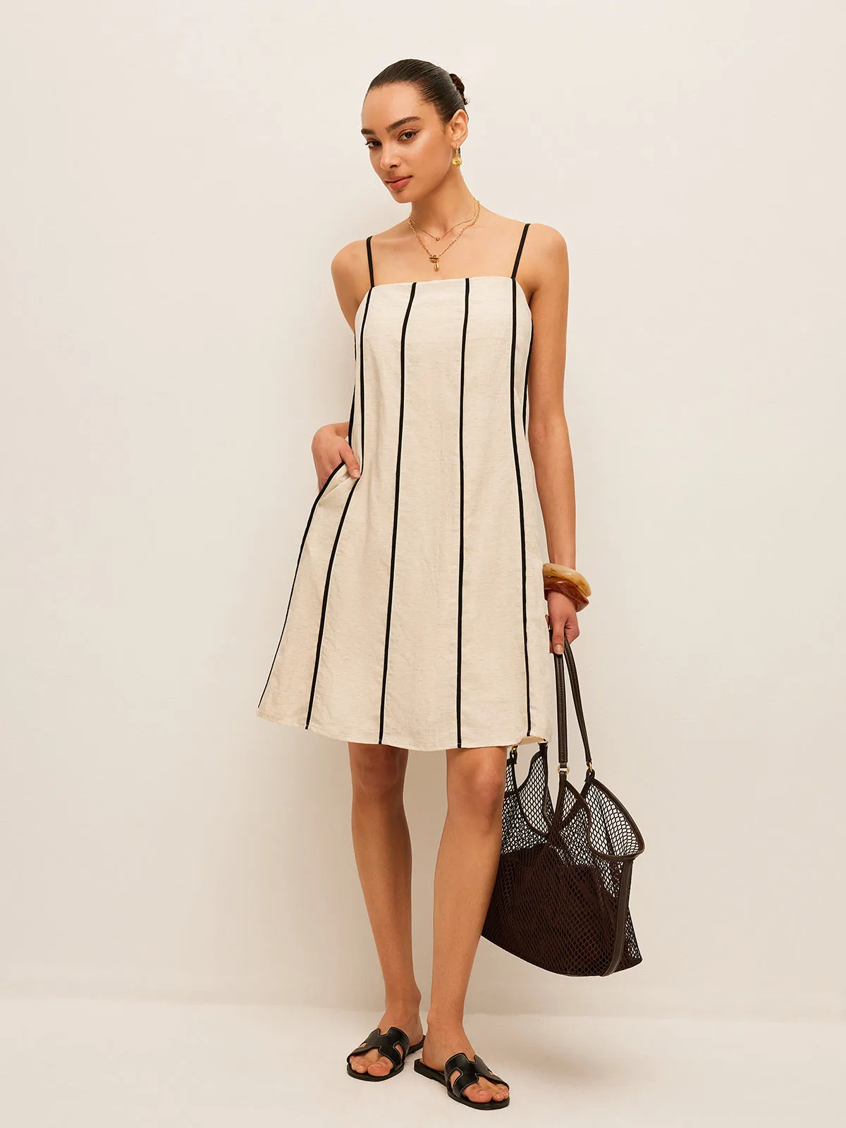 Cotton & Linen Striped Dress