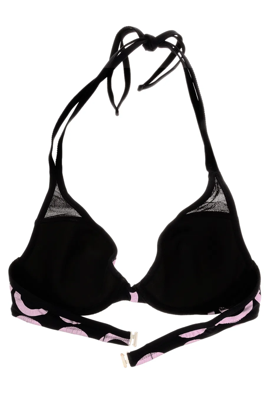COTTON CLUB PINK RINGS Black Halter Bikini