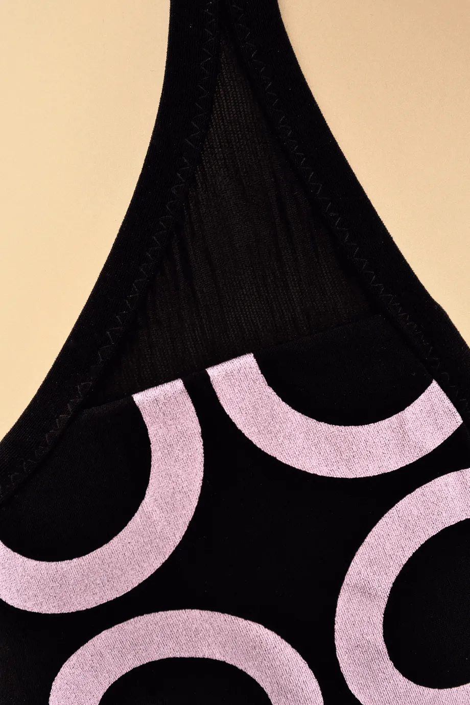 COTTON CLUB PINK RINGS Black Halter Bikini