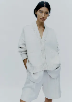 Cotton Saddle Cardigan, Natural