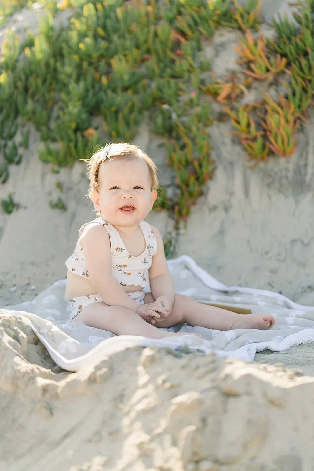 Cream Floral Bikini Set with Ruffle Top