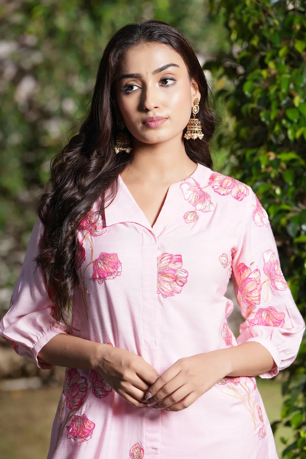 Crystal Rose A-Line Applique Kurta Set