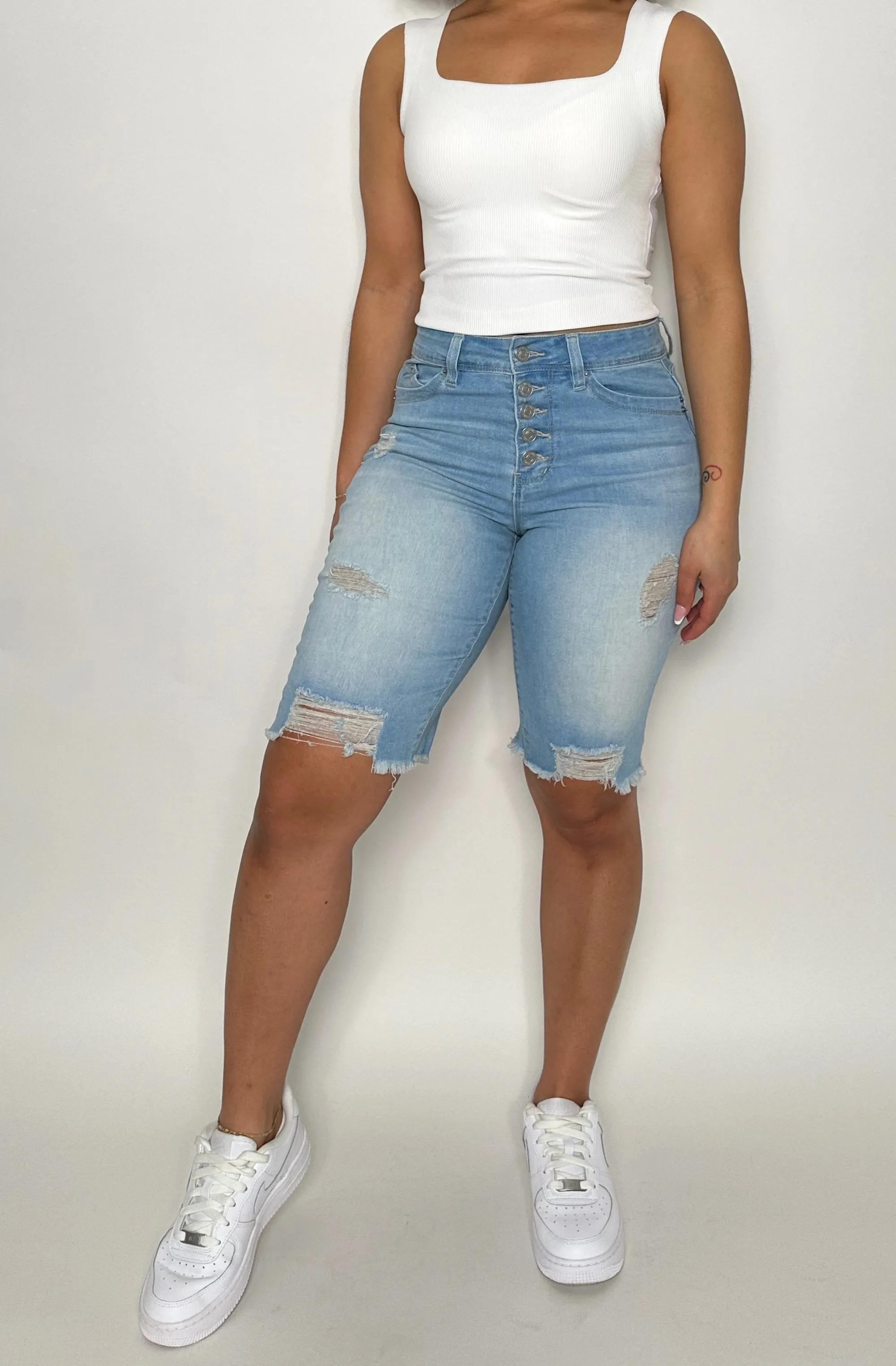 Curvy High-Rise Bermuda Shorts