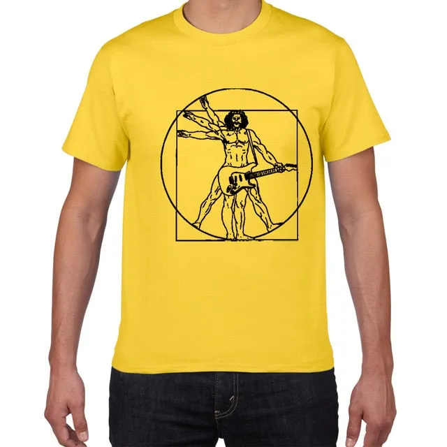 Da Vinci Drums T Shirt Men Cotton Vintage Graphic Music Novelty Streetwear SJA
