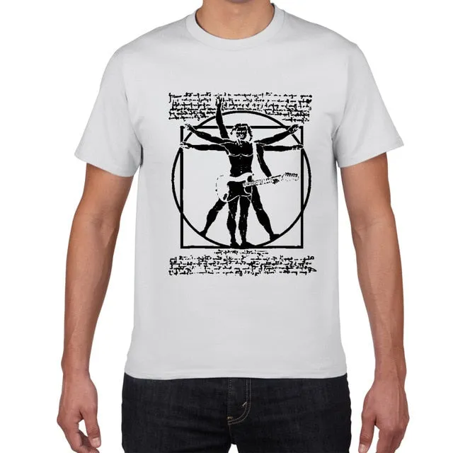 Da Vinci Drums T Shirt Men Cotton Vintage Graphic Music Novelty Streetwear SJA
