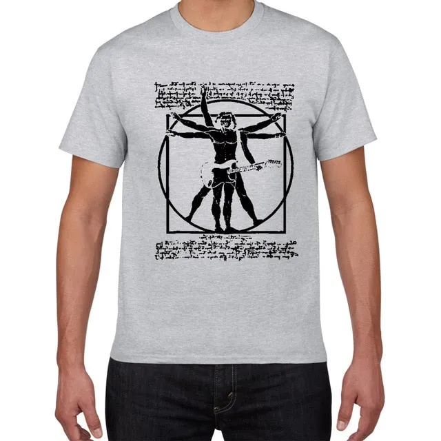 Da Vinci Drums T Shirt Men Cotton Vintage Graphic Music Novelty Streetwear SJA