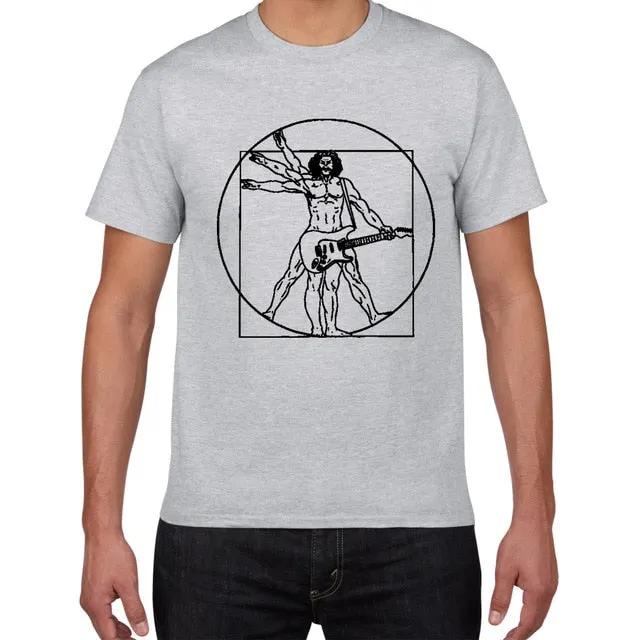 Da Vinci Drums T Shirt Men Cotton Vintage Graphic Music Novelty Streetwear SJA