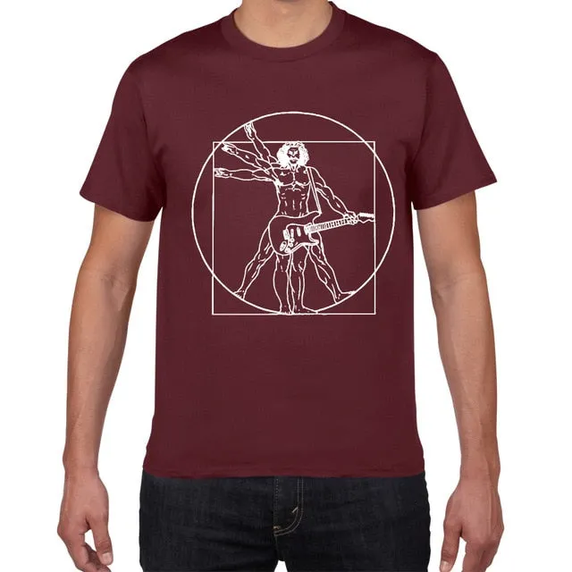 Da Vinci Drums T Shirt Men Cotton Vintage Graphic Music Novelty Streetwear SJA