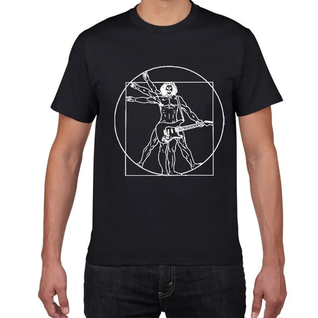Da Vinci Drums T Shirt Men Cotton Vintage Graphic Music Novelty Streetwear SJA