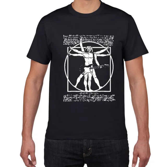 Da Vinci Drums T Shirt Men Cotton Vintage Graphic Music Novelty Streetwear SJA