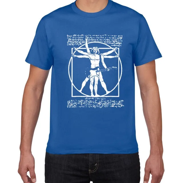 Da Vinci Drums T Shirt Men Cotton Vintage Graphic Music Novelty Streetwear SJA