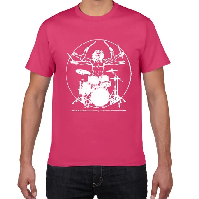 Da Vinci Drums T Shirt Men Cotton Vintage Graphic Music Novelty Streetwear SJA