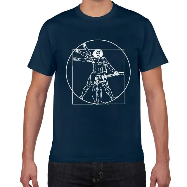 Da Vinci Drums T Shirt Men Cotton Vintage Graphic Music Novelty Streetwear SJA