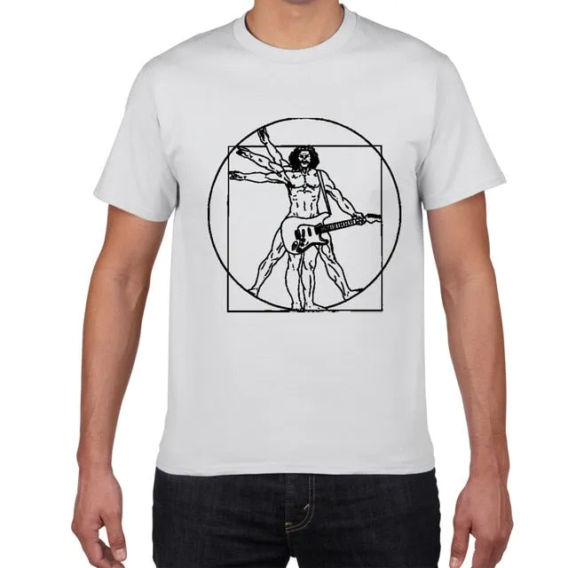 Da Vinci Drums T Shirt Men Cotton Vintage Graphic Music Novelty Streetwear SJA