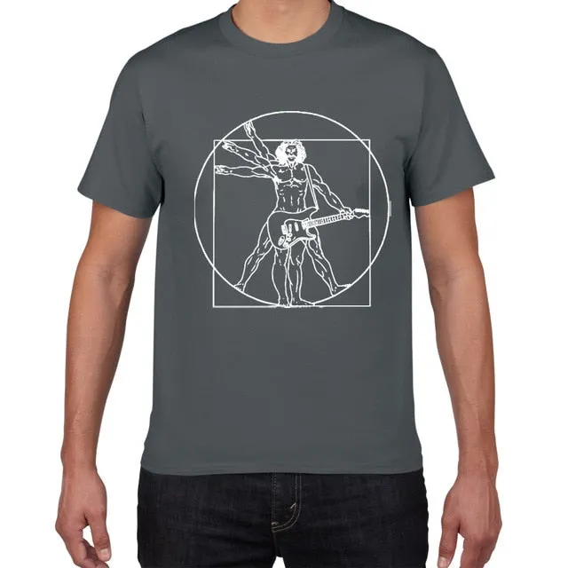 Da Vinci Drums T Shirt Men Cotton Vintage Graphic Music Novelty Streetwear SJA