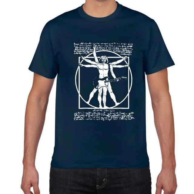 Da Vinci Drums T Shirt Men Cotton Vintage Graphic Music Novelty Streetwear SJA