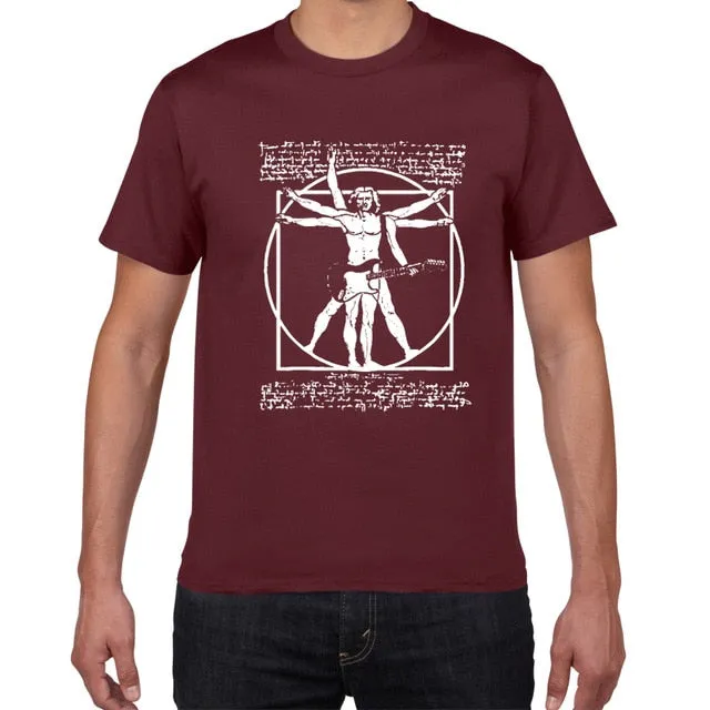 Da Vinci Drums T Shirt Men Cotton Vintage Graphic Music Novelty Streetwear SJA
