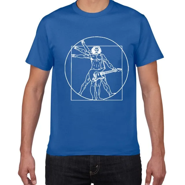 Da Vinci Drums T Shirt Men Cotton Vintage Graphic Music Novelty Streetwear SJA