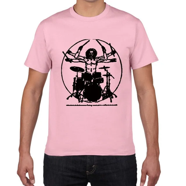 Da Vinci Drums T Shirt Men Cotton Vintage Graphic Music Novelty Streetwear SJA