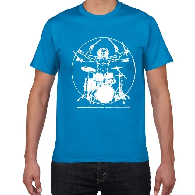 Da Vinci Drums T Shirt Men Cotton Vintage Graphic Music Novelty Streetwear SJA