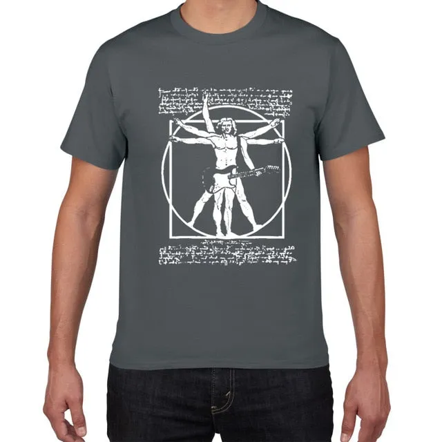 Da Vinci Drums T Shirt Men Cotton Vintage Graphic Music Novelty Streetwear SJA
