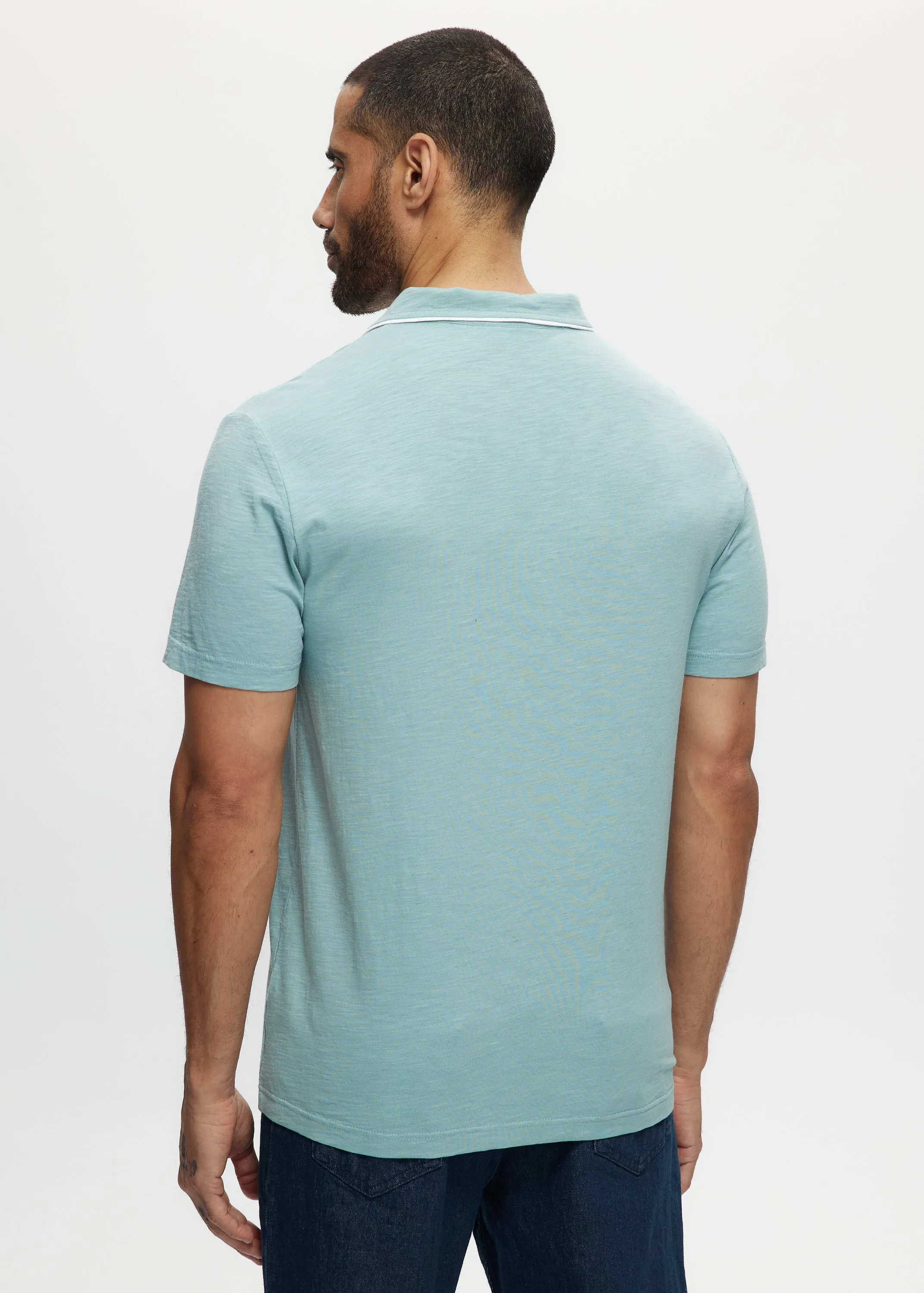 Damian Slub Jersey Enzyme Wash Tipped Polo