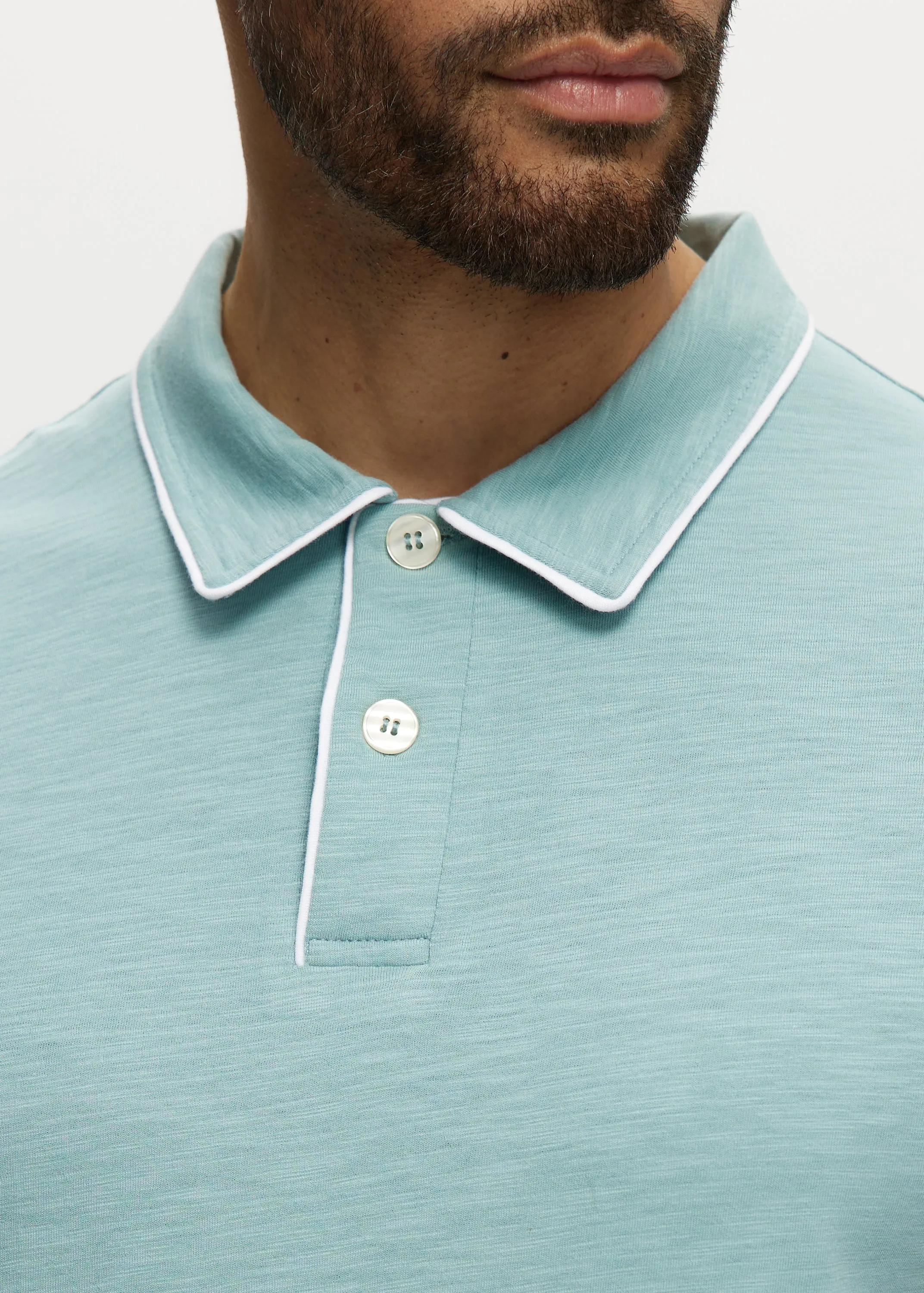 Damian Slub Jersey Enzyme Wash Tipped Polo