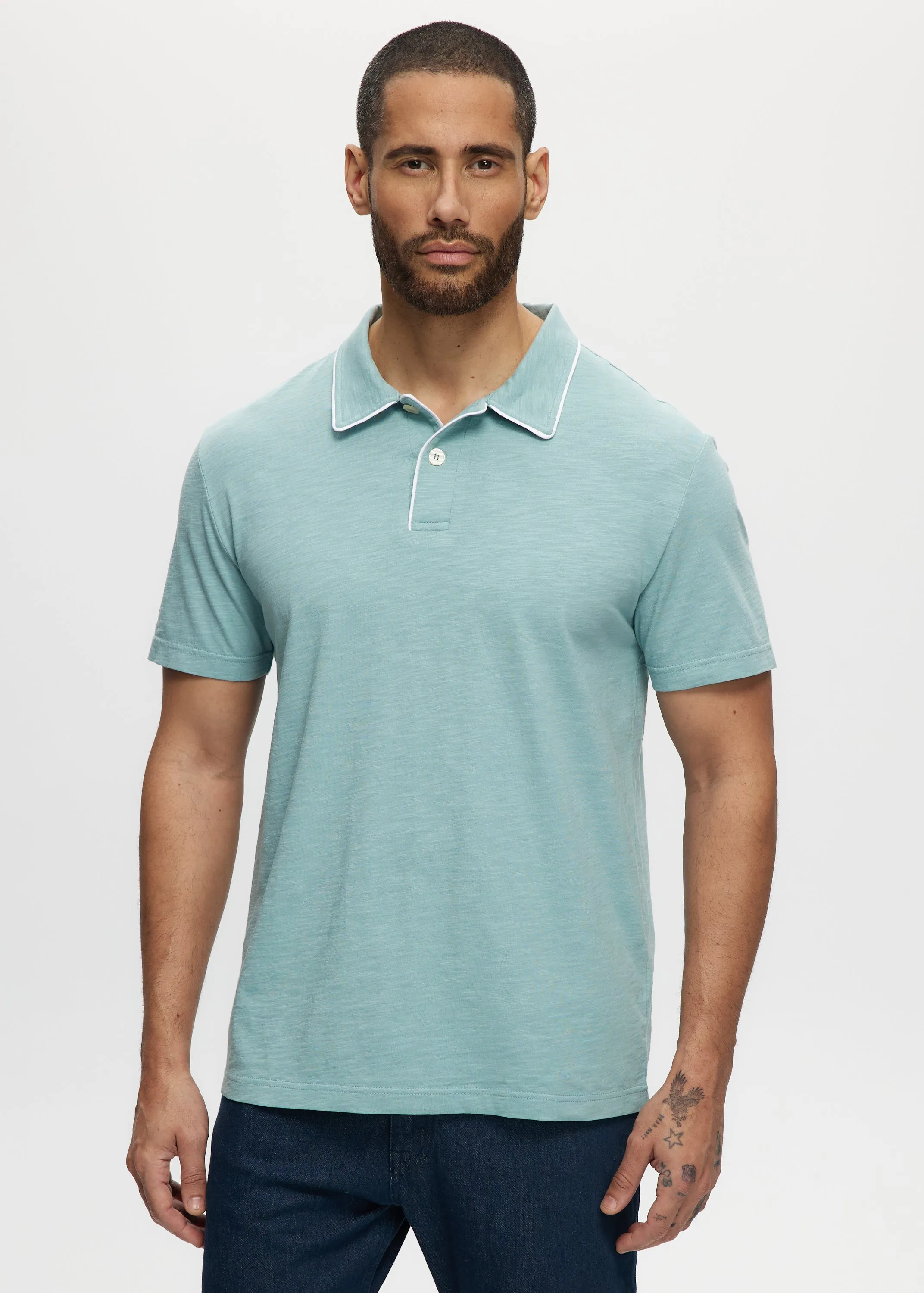 Damian Slub Jersey Enzyme Wash Tipped Polo