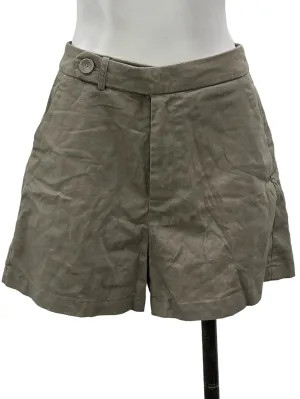 Dark Brown Linen Shorts With Extended Waistband