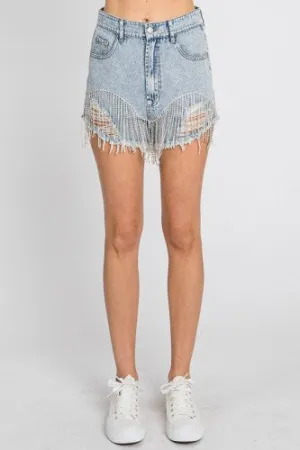 Denim Rhinestone Dazzle Shorts