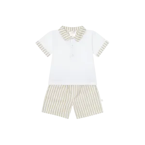 Deolinda 25819 Espresso Polo Shirt and Stripe Shorts In Stock Now
