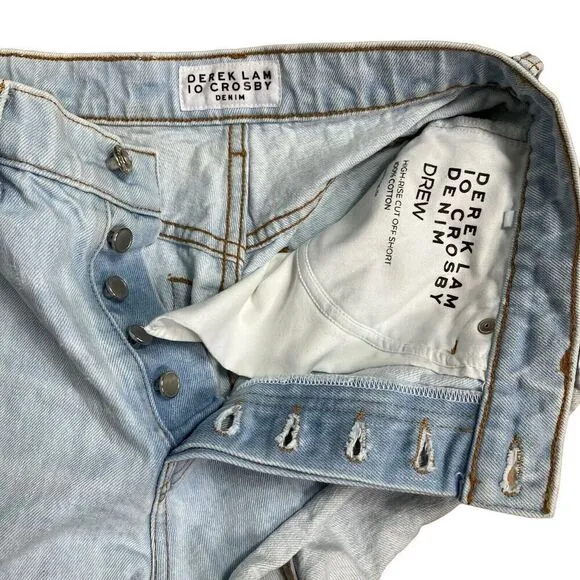 Derek Lam 10 Crosby Shorts Women’s 27 Light Wash Denim Button Fly High Rise