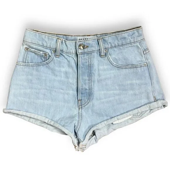 Derek Lam 10 Crosby Shorts Women’s 27 Light Wash Denim Button Fly High Rise