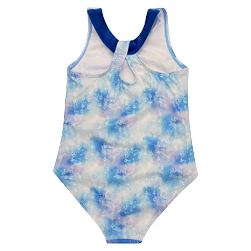 Disney Frozen Elsa Little Girls One Piece Bathing Suit Blue/White 5-6