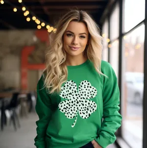 Distressed Spotted Clover Leaf © Unisex Crewneck Sweatshirt (Green)