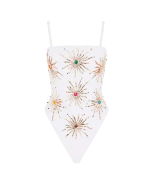 Dolly Two Strap Retro Swimsuit White