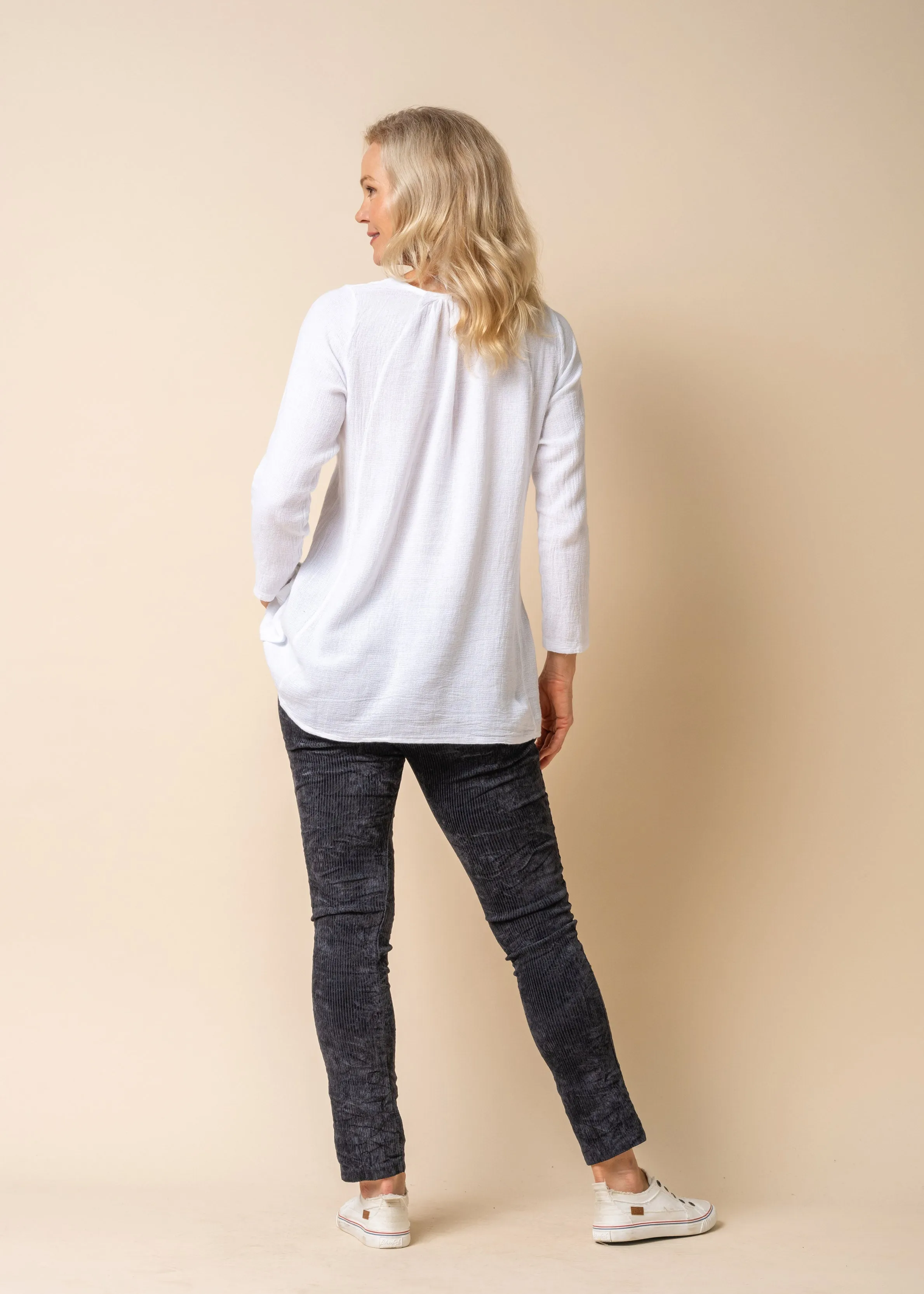 Dorie Linen Blend Top in White