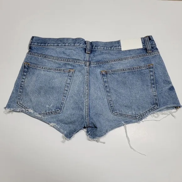 EB DENIM SHORTS BUTTON FLY RAW HEM size 28.