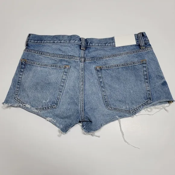 EB DENIM SHORTS BUTTON FLY RAW HEM size 28.