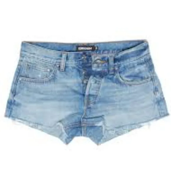 EB DENIM SHORTS BUTTON FLY RAW HEM size 28.